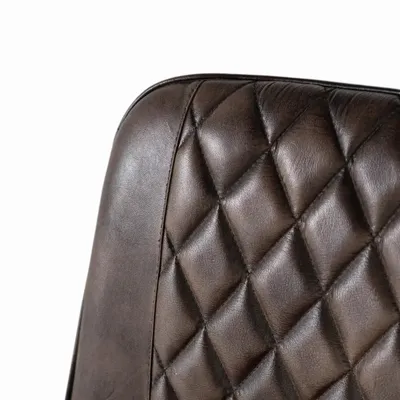 Chaises - Chaise rembourrée en cuir gris cendré - GINER Y COLOMER