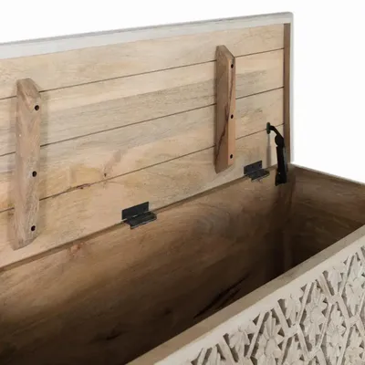 Storage boxes - Handcrafted trunk in mango wood with opening - GINER Y COLOMER