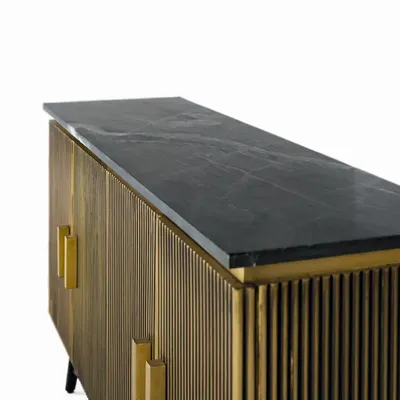 Buffets - Buffet avec 4 portes en bois recouvert de bronze et plateau en marbre - GINER Y COLOMER