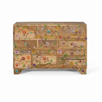 Chests of drawers - Chest of drawers with 10 hand-carved drawers in mango wood - GINER Y COLOMER