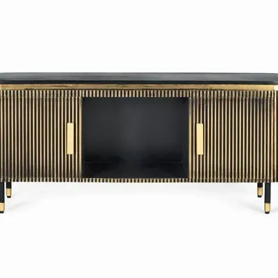 TV stands - TV cabinet in mango wood and bronze 150cm - GINER Y COLOMER