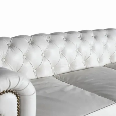 Sofas - Three-seater Chester sofa covered in white natural leather - GINER Y COLOMER