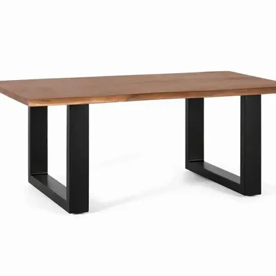 Tables basses - Table basse plateau en bois d'acacia massif et pieds en métal - GINER Y COLOMER