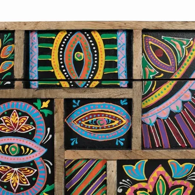 Boîtes de rangement  - Coffre en bois de manguier multicolore peint à la main - GINER Y COLOMER