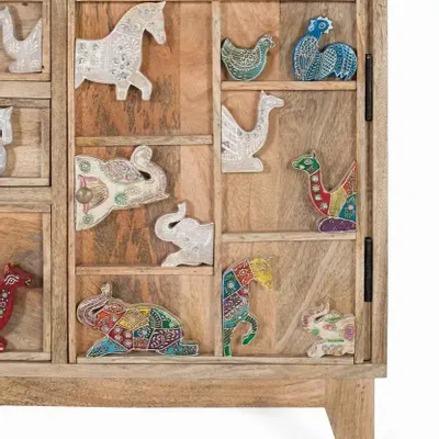 Commodes - Commode à 5 tiroirs sculptée à la main en bois de manguier - GINER Y COLOMER