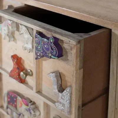 Chests of drawers - Natural mango wood chest of drawers with original details - GINER Y COLOMER