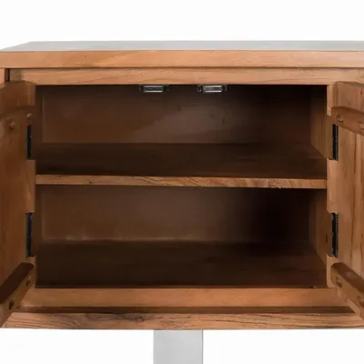 TV stands - TV cabinet in natural acacia wood and silver metal - GINER Y COLOMER