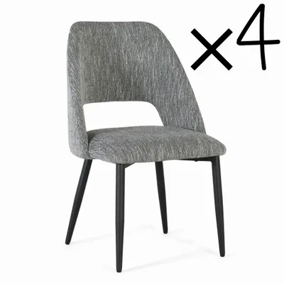 Chaises - Lot de 4 chaises en tissu gris et métal - GINER Y COLOMER