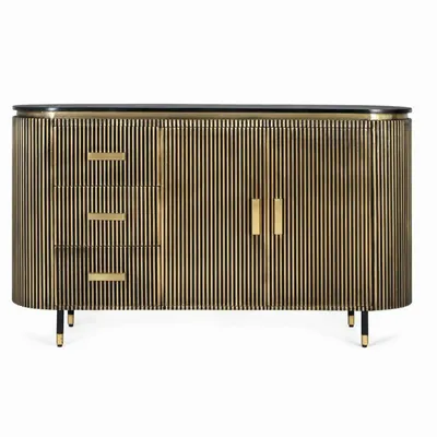 Sideboards - Mango wood and bronze sideboard 150cm - GINER Y COLOMER