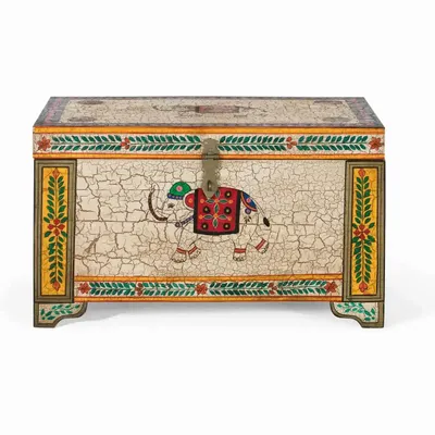 Boîtes de rangement - Coffre en bois manguier peint à la main multicolore - GINER Y COLOMER
