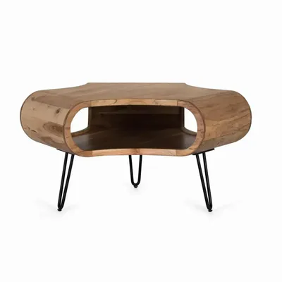 Tables basses - Table basse réalisée à la main en bois d'acacia et métal 95cm - GINER Y COLOMER