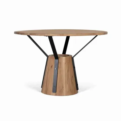 Tables Salle à Manger - Table à manger ronde en manguier et métal diamètre 116cm - GINER Y COLOMER