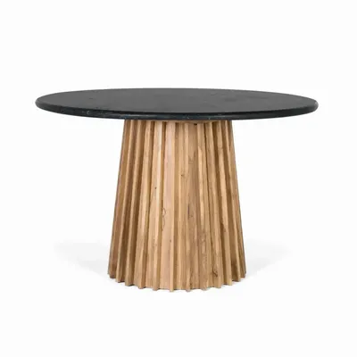Tables Salle à Manger - Table à manger ronde en manguier et marbre diamètre 120cm - GINER Y COLOMER