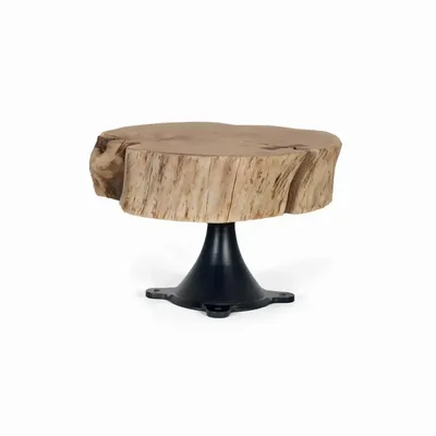 Tables basses - Table basse en manguier et pieds métal diamètre 65cm - GINER Y COLOMER