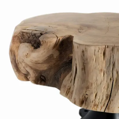 Tables basses - Table basse en manguier et pieds métal diamètre 65cm - GINER Y COLOMER