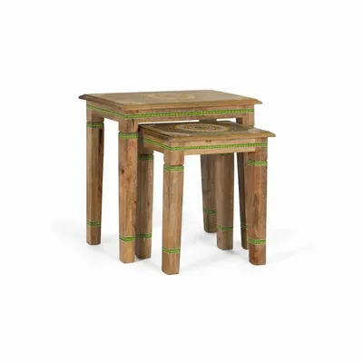 Tables basses - Lot de 2 tables gigognes en bois de manguier peint à la main - GINER Y COLOMER