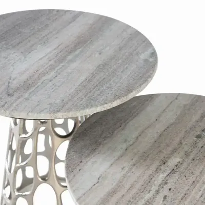 Coffee tables - Set of two coffee tables with circular marble top - GINER Y COLOMER