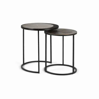 Tables basses - Lot de deux tables d'angle rondes avec plateau en métal - GINER Y COLOMER