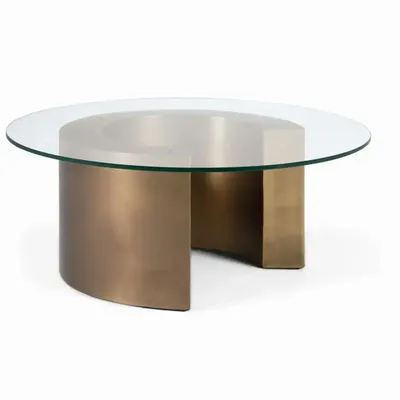 Tables basses - Table basse avec plateau en verre circulaire et bord biseauté - GINER Y COLOMER