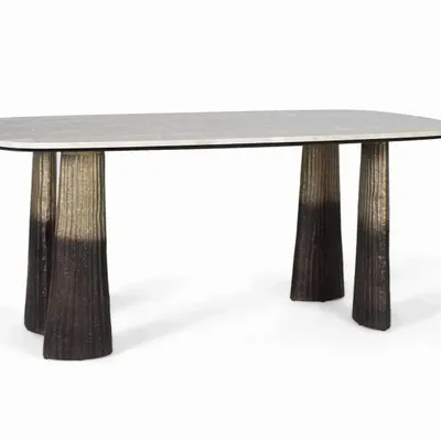 Tables Salle à Manger - Table à manger avec plateau ovale en marbre 180 cm - GINER Y COLOMER