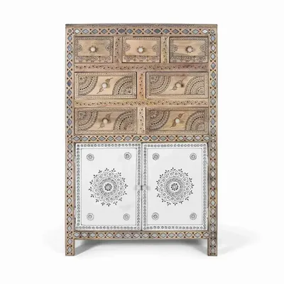 Buffets - Buffet en bois de manguier et MDF et détails peints à la main - GINER Y COLOMER
