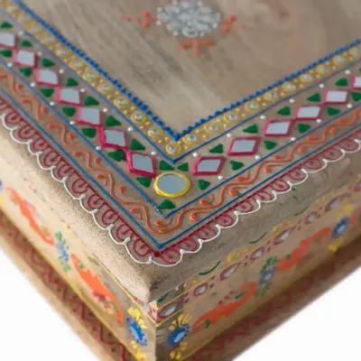 Coffee tables - Mango wood coffee table with hand-painted details - GINER Y COLOMER