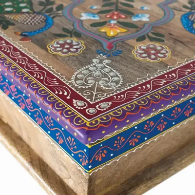 Coffee tables - Mango wood coffee table with hand-painted details - GINER Y COLOMER