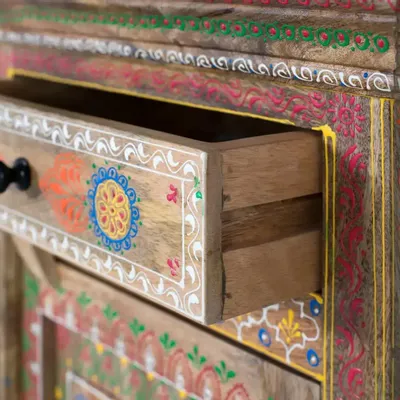 Tables de nuit - Table de nuit réalisée et peinte à la main en bois de manguier - GINER Y COLOMER