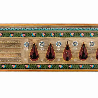 Autres décorations murales - Porte-manteau mural en bois de manguier peint à la main - GINER Y COLOMER