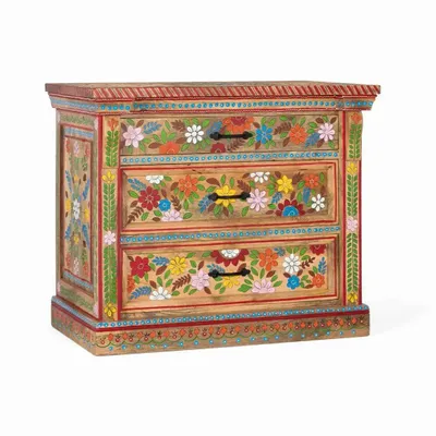 Chests of drawers - Hand-Painted Mango Wood Three-Drawer Chest - GINER Y COLOMER