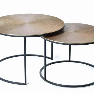 Tables basses - Table basse plateau bronze et pieds métal bronze - GINER Y COLOMER
