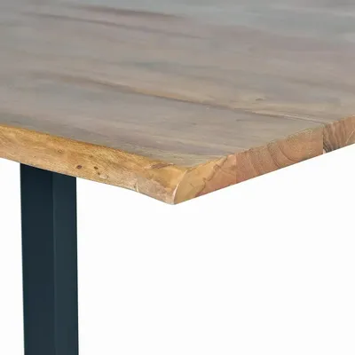 Tables Salle à Manger - Table à manger en bois d'acacia naturel et pieds en métal noir - GINER Y COLOMER