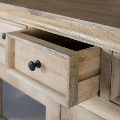 Buffets - Casier à vin en bois de manguier avec miroir central - GINER Y COLOMER