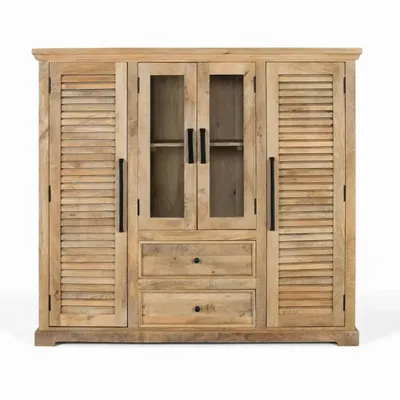 Wardrobe - Solid mango wood cabinet with two central doors - GINER Y COLOMER