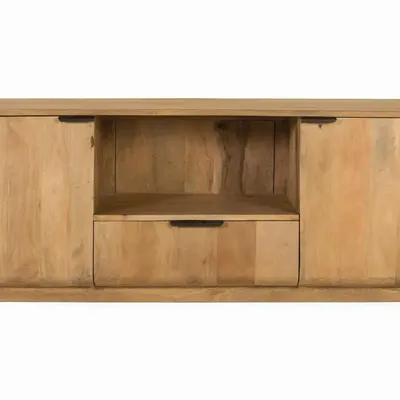 TV stands - Mango wood TV cabinet with rounded corners - GINER Y COLOMER