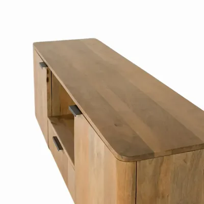 TV stands - Mango wood TV cabinet with rounded corners - GINER Y COLOMER