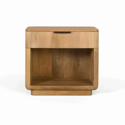 Night tables - Mango wood bedside table with rounded corners - GINER Y COLOMER