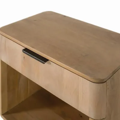 Night tables - Mango wood bedside table with rounded corners - GINER Y COLOMER