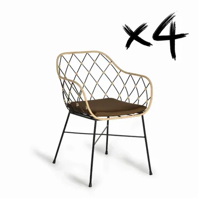 Armchairs - Set of 4 rattan armchairs and metal legs - GINER Y COLOMER
