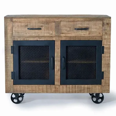 Sideboards - Sideboard in mango wood and natural metal - GINER Y COLOMER