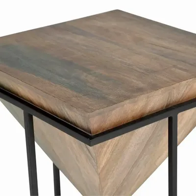 Tables basses - Table d'angle en bois de manguier en métal - GINER Y COLOMER