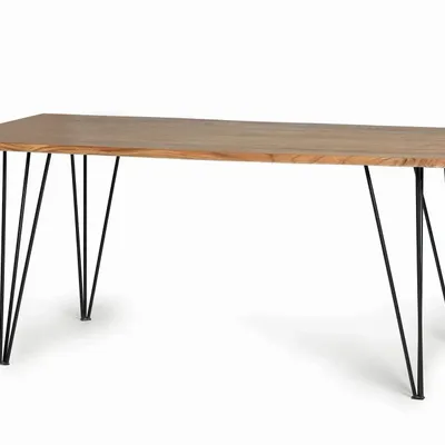 Dining Tables - Dining table in natural acacia wood and metal legs 6 seats - GINER Y COLOMER