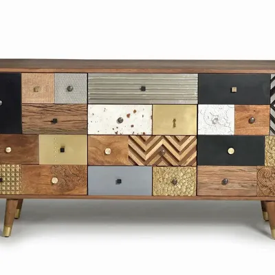 Buffets - Buffet en bois de manguier et détails multicolores - GINER Y COLOMER