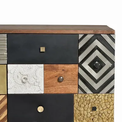 Sideboards - Sideboard in mango wood and multicolored details - GINER Y COLOMER