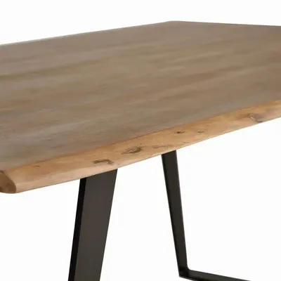 Dining Tables - Dining table in natural acacia wood and black metal legs - GINER Y COLOMER