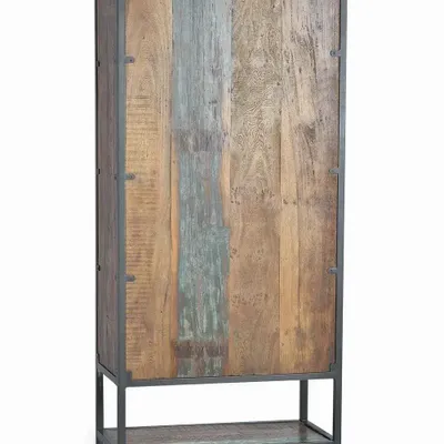 Sideboards - Recycled wood display case and multi-colored metal legs - GINER Y COLOMER