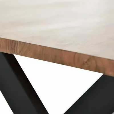 Dining Tables - Acacia wood table and natural-colored metal legs - GINER Y COLOMER