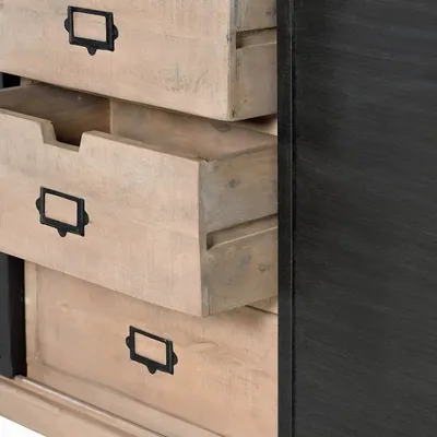 Sideboards - Industrial sideboard in mango wood and black metal details - GINER Y COLOMER