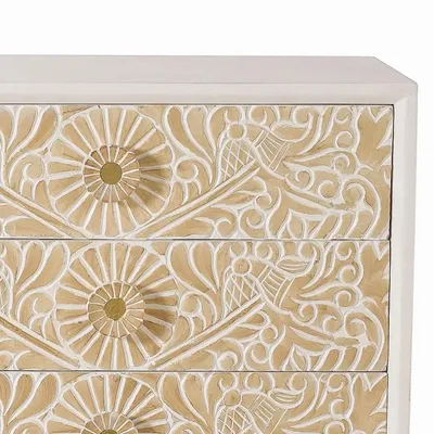 Commodes - Commode en bois de manguier blanc avec détails dorés - GINER Y COLOMER