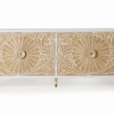 Sideboards - Mango wood sideboard with white gold details - GINER Y COLOMER